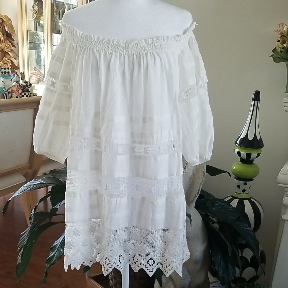 Free People Ivory Off-Shoulder Top